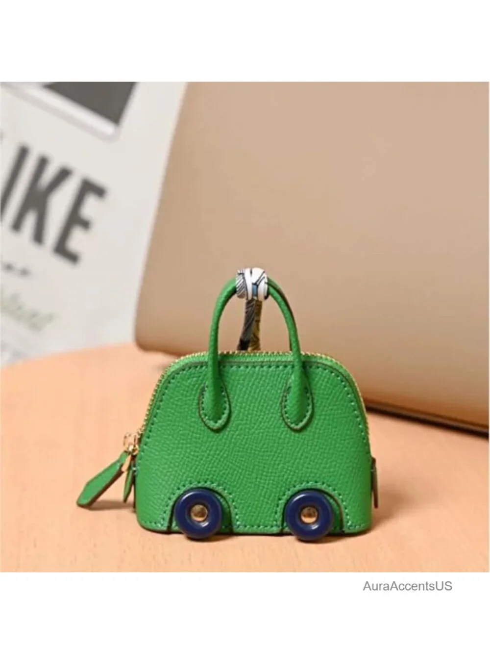 Mini Backpack Keychain Faux Leather Coin Purse with Twist Lock